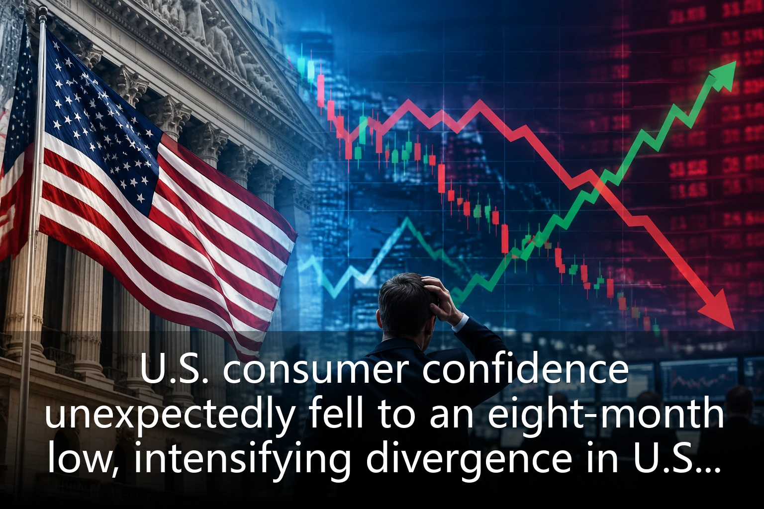 U.S. consumer confidence unexpectedly fell to an eight-month low, intensifying divergence in U.S. stocks: Dow strong, Nasdaq under pressure