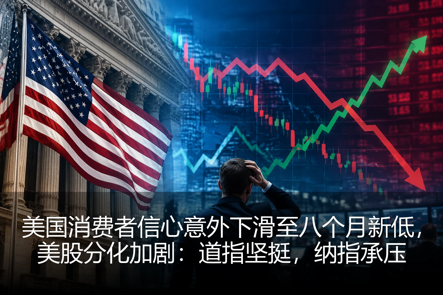 美国消费者信心意外下滑至八个月新低，美股分化加剧：道指坚挺，纳指承压